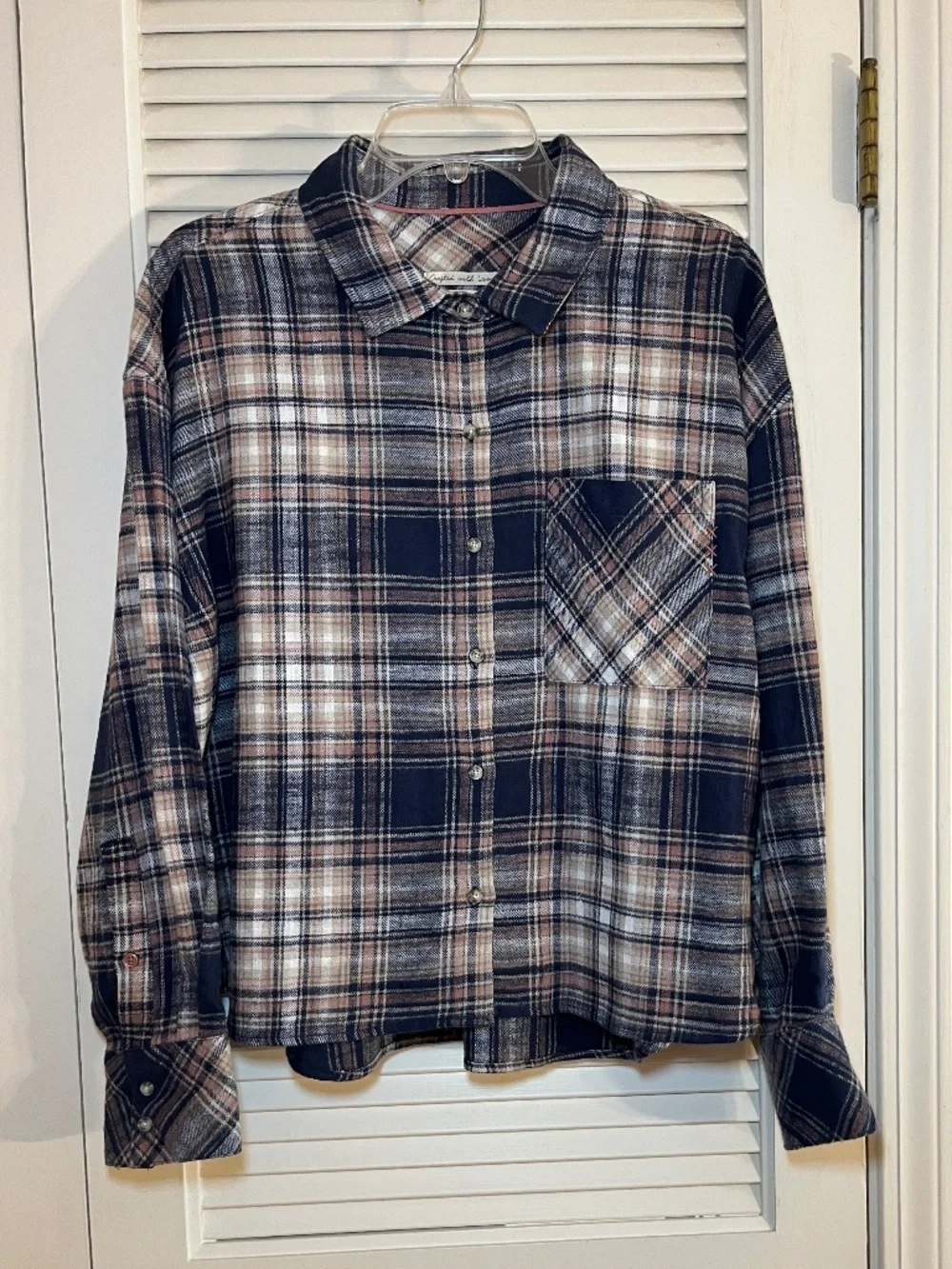 Scotch & Soda Navy Tan White Plaid Flannel Size Large